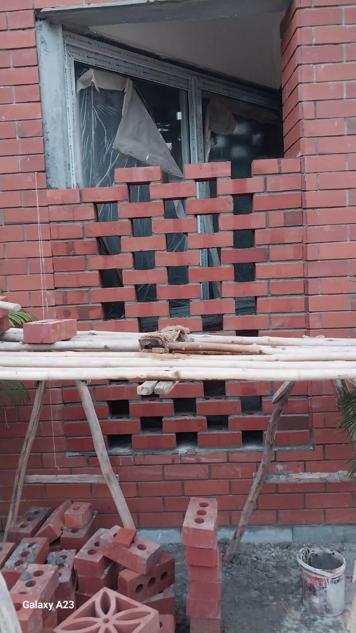 Perforated jaali brick pattern wall — wire cut bricks by Bricks Street